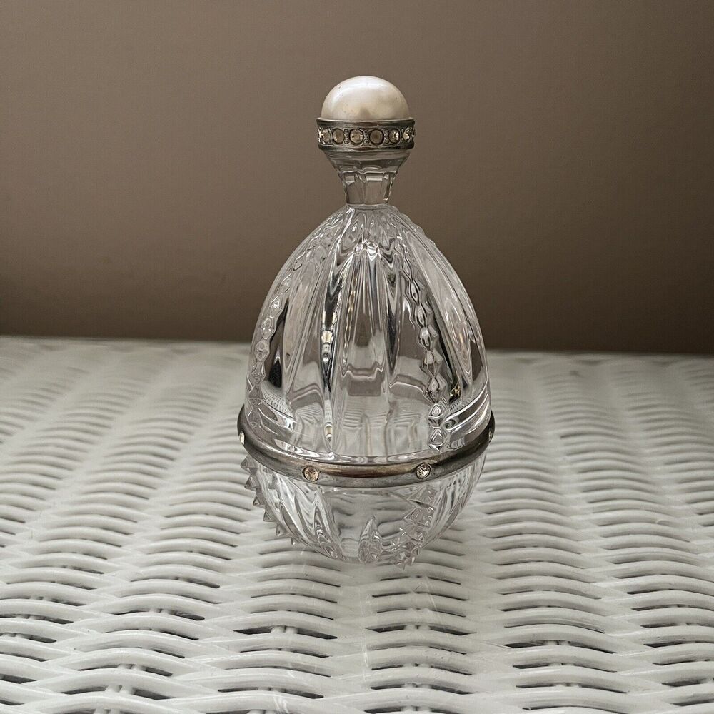 Lenox Diamond & Pearl Giftware Trinket Box Clear Crystal Decorative Container
